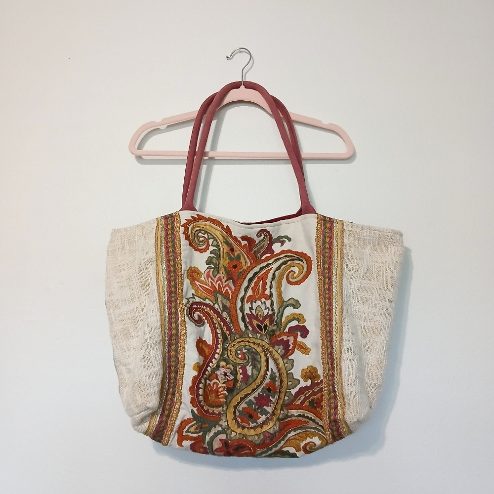 Cross Tree Lane Embroidered Tote